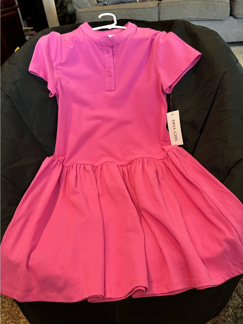 Girls Pink Short-Sleeve Twirl Dress